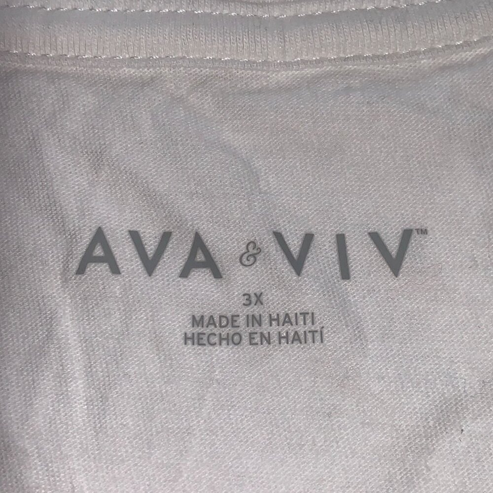 Ava & Viv Womens Plus Size White V-Neck Basic Tee Soft Cotton Casual Top - Picture 11 of 12